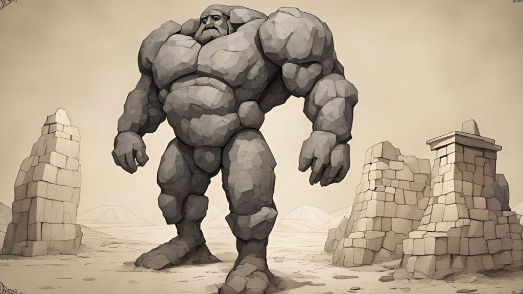 Golem standing in ruins