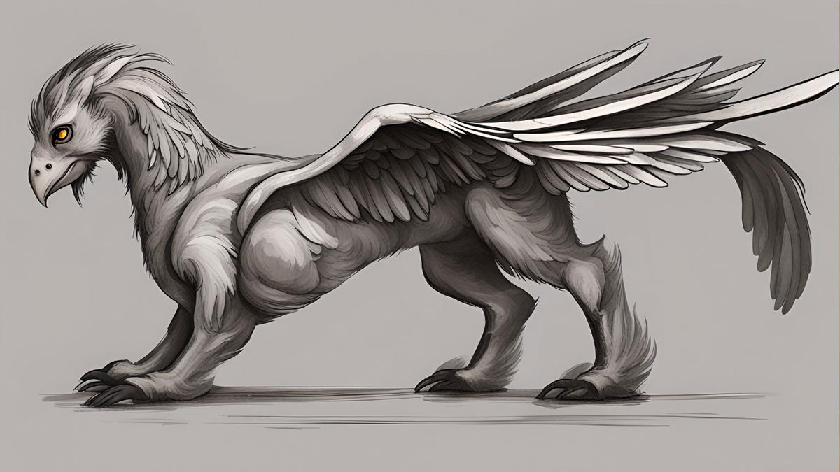 drawing of a hippogriff